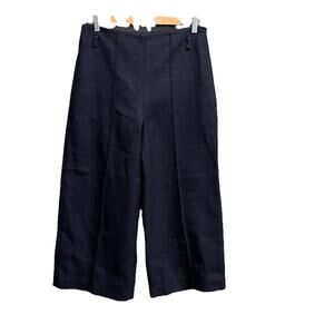 Vince‎ Black Wide Leg Side Zip Center Seam Women's Twill Gaucho Pants Size 10